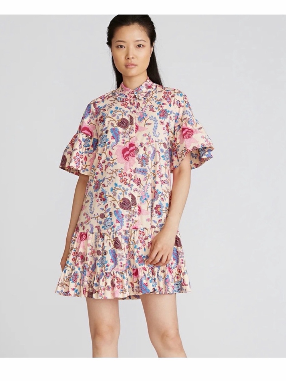 AMUR Floral Mini Dress - Pink and Blue